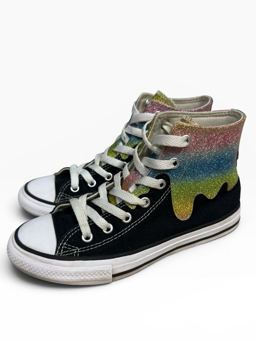 Converse Chuck Taylor All Star Glitter Drip High Top Sneakers Youth Size US 2